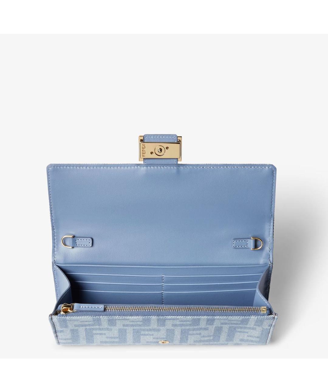 FENDI Голубая тканевая сумка через плечо, фото 4