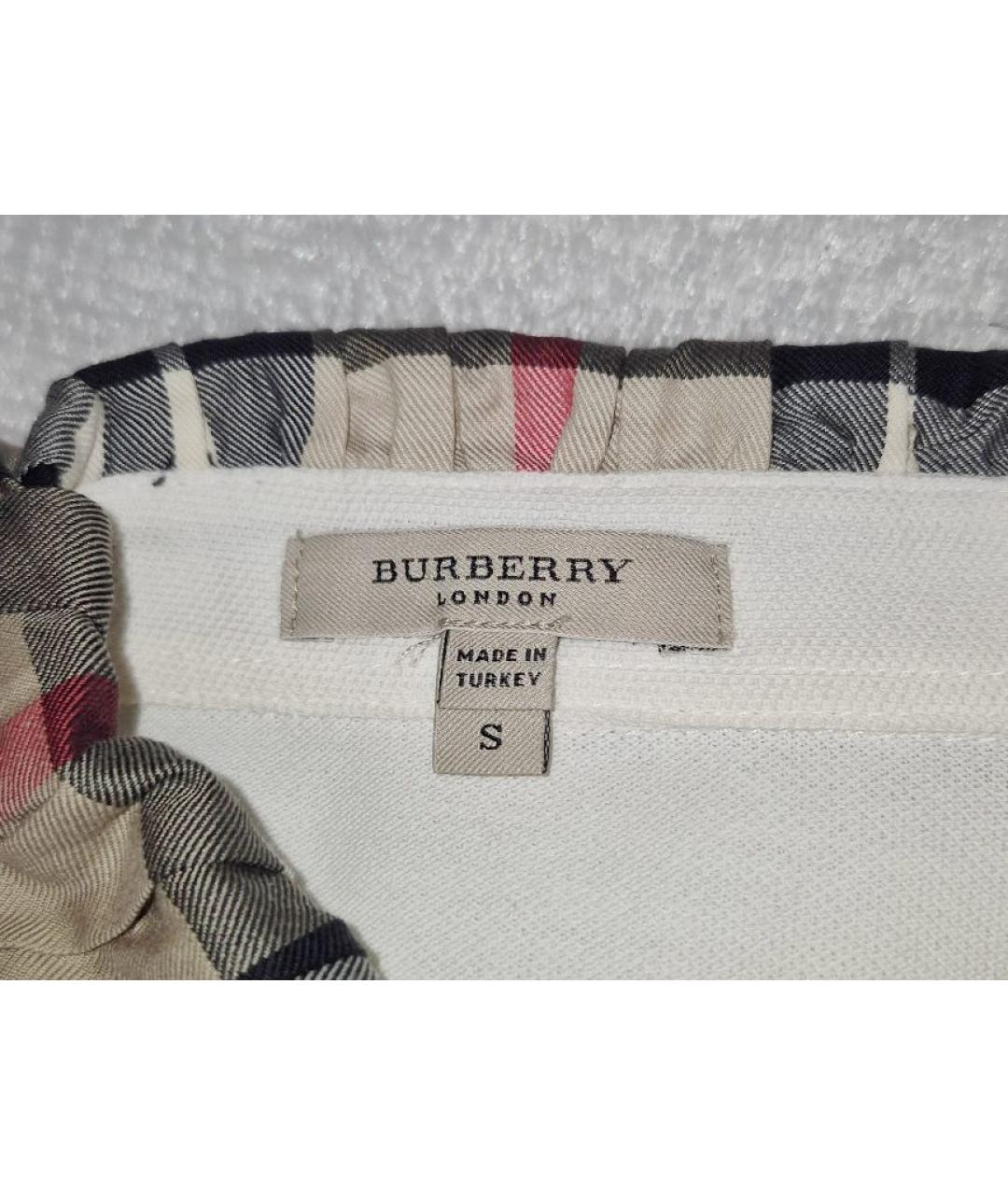 BURBERRY Белая хлопковая футболка, фото 3