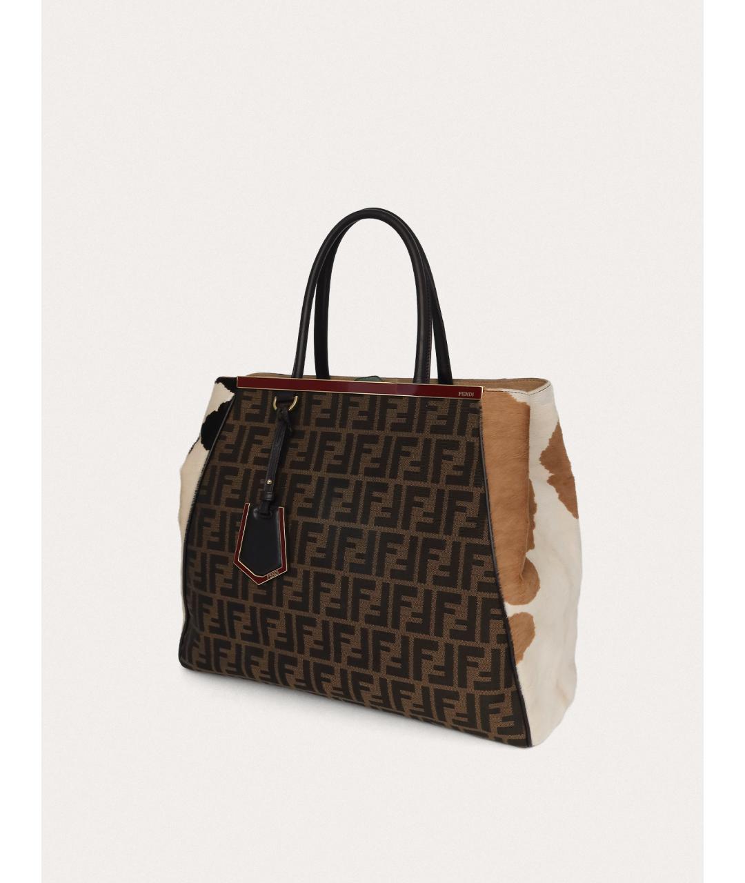 FENDI Коричневая тканевая сумка тоут, фото 2