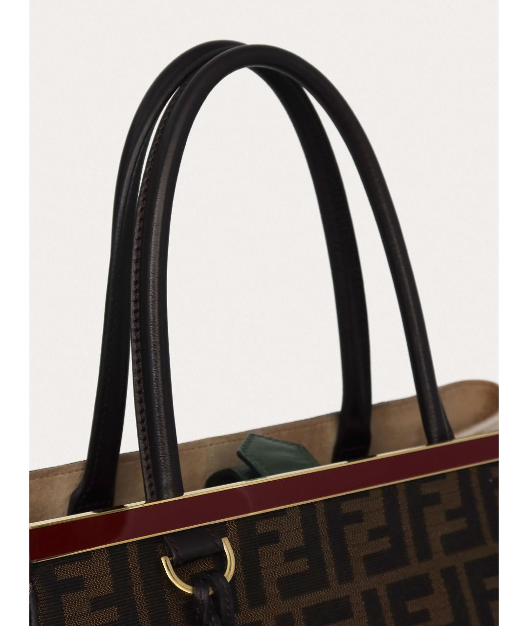 FENDI Коричневая тканевая сумка тоут, фото 6