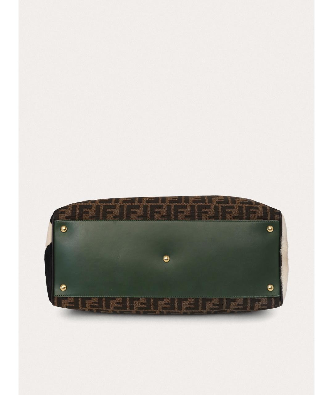 FENDI Коричневая тканевая сумка тоут, фото 4