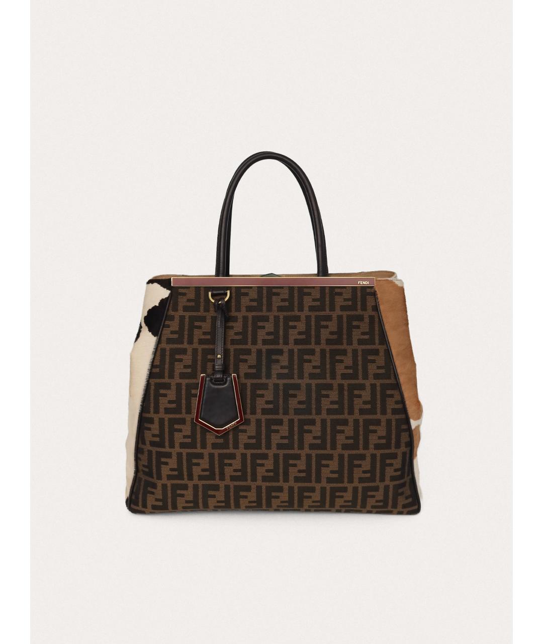 FENDI Коричневая тканевая сумка тоут, фото 9