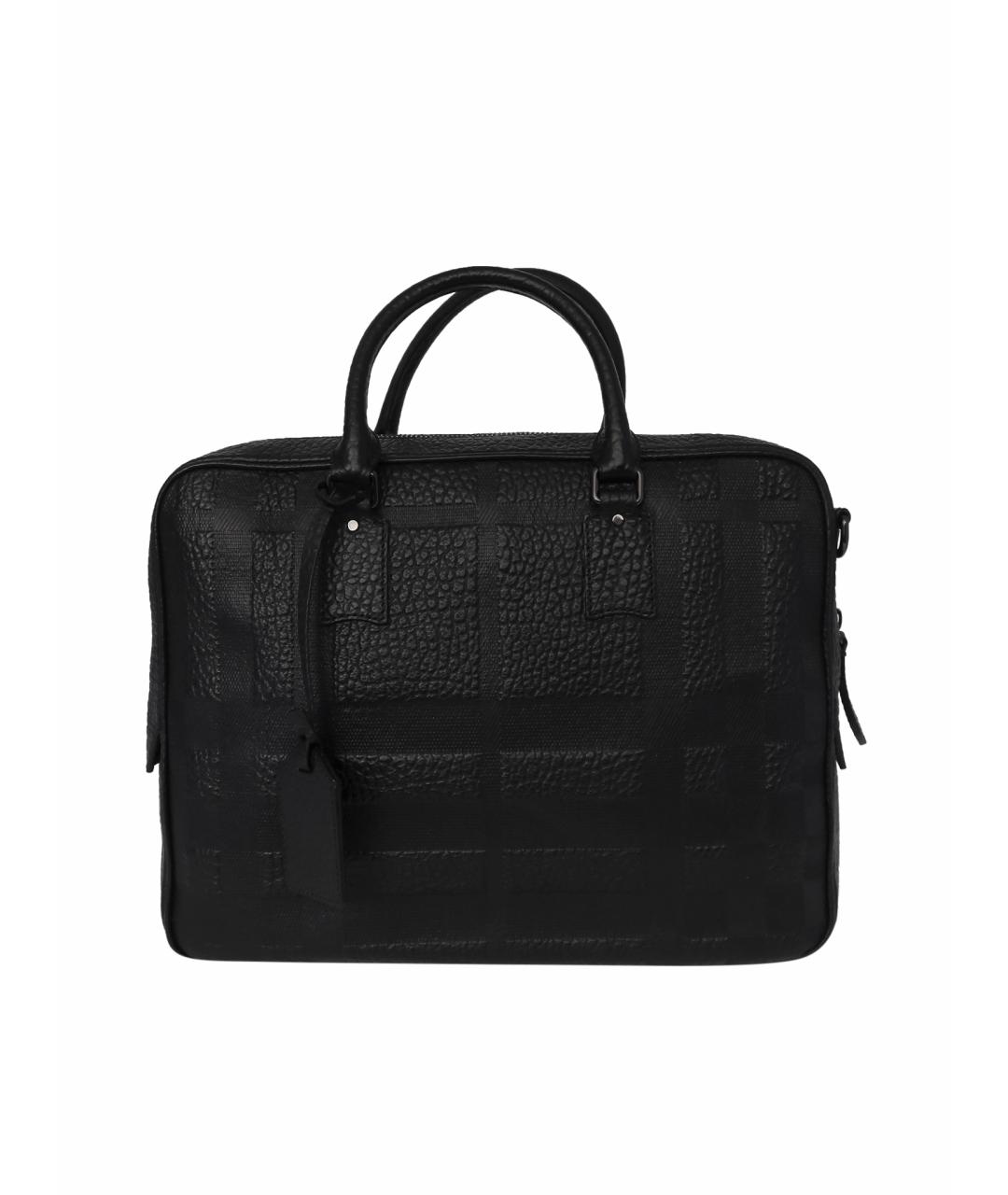 BURBERRY Черный кожаный портфель, фото 1