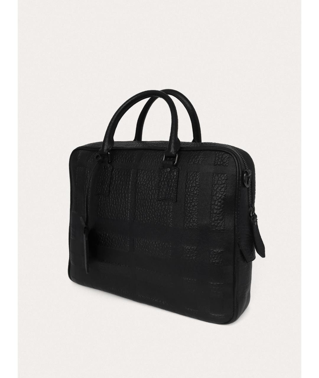 BURBERRY Черный кожаный портфель, фото 2