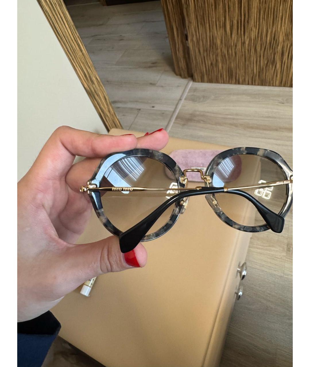 MIU MIU Коричневые пластиковые солнцезащитные очки, фото 2