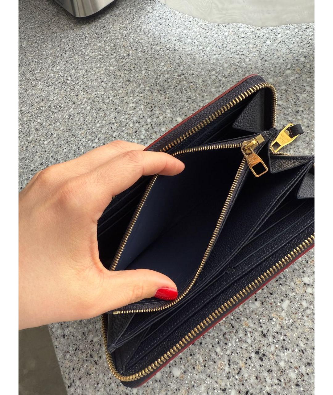 LOUIS VUITTON Темно-синий кожаный кошелек, фото 4