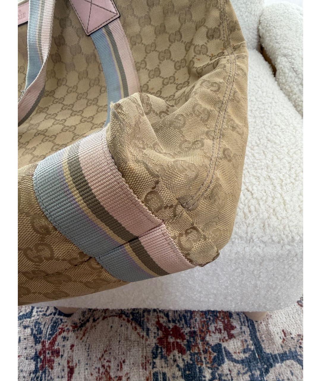 GUCCI Коричневая тканевая сумка тоут, фото 6