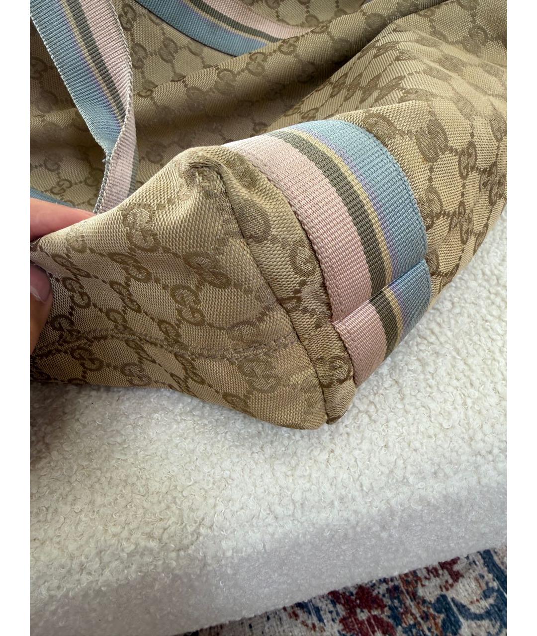 GUCCI Коричневая тканевая сумка тоут, фото 5