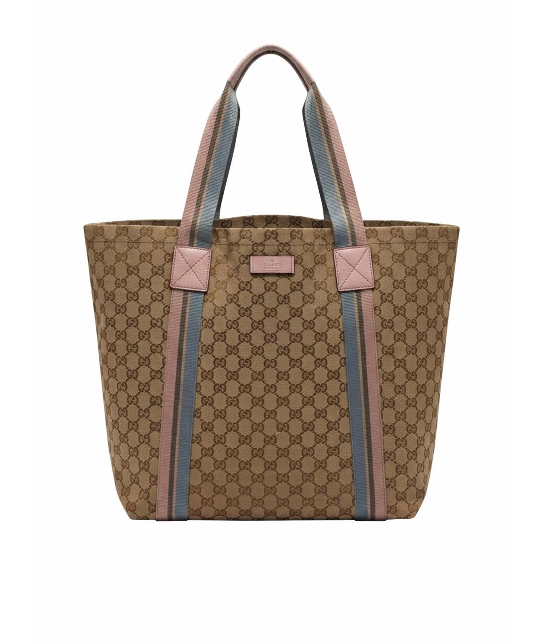 GUCCI Коричневая тканевая сумка тоут, фото 1