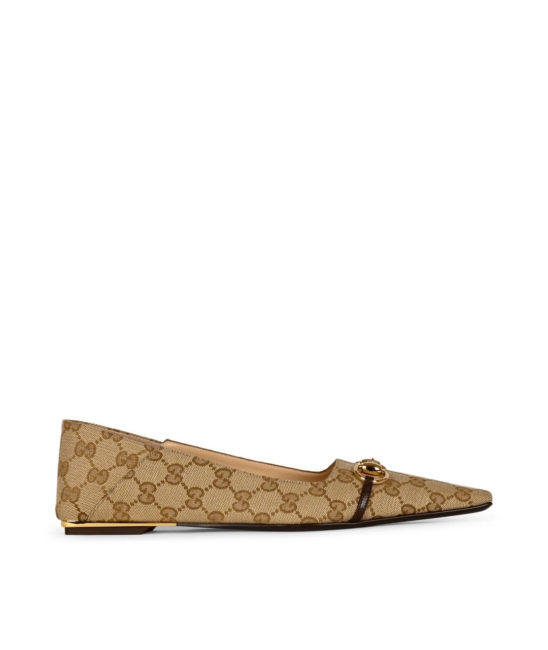 GUCCI Бежевые синтетические балетки, фото 1