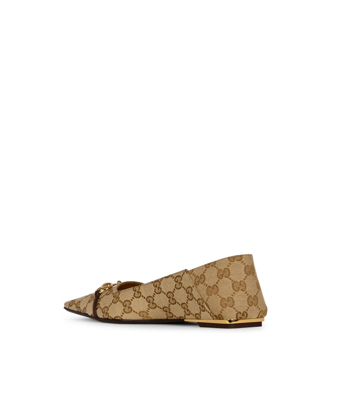 GUCCI Бежевые синтетические балетки, фото 3