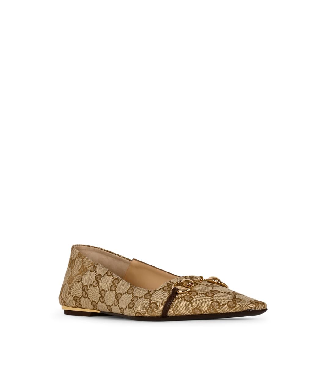 GUCCI Бежевые синтетические балетки, фото 2