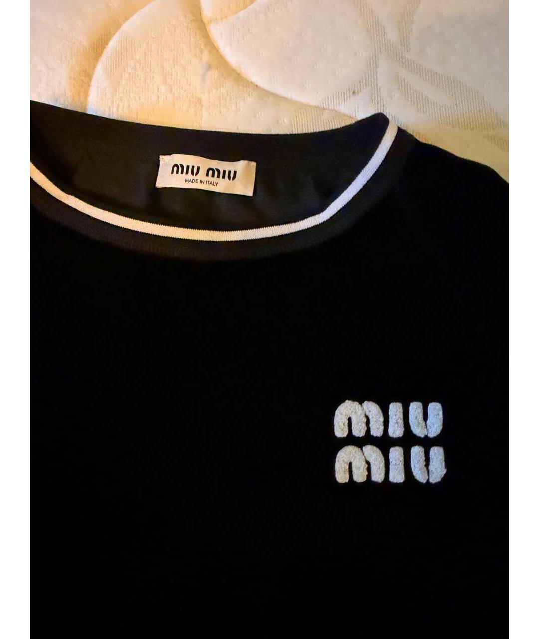 MIU MIU Черная бархатная футболка, фото 3
