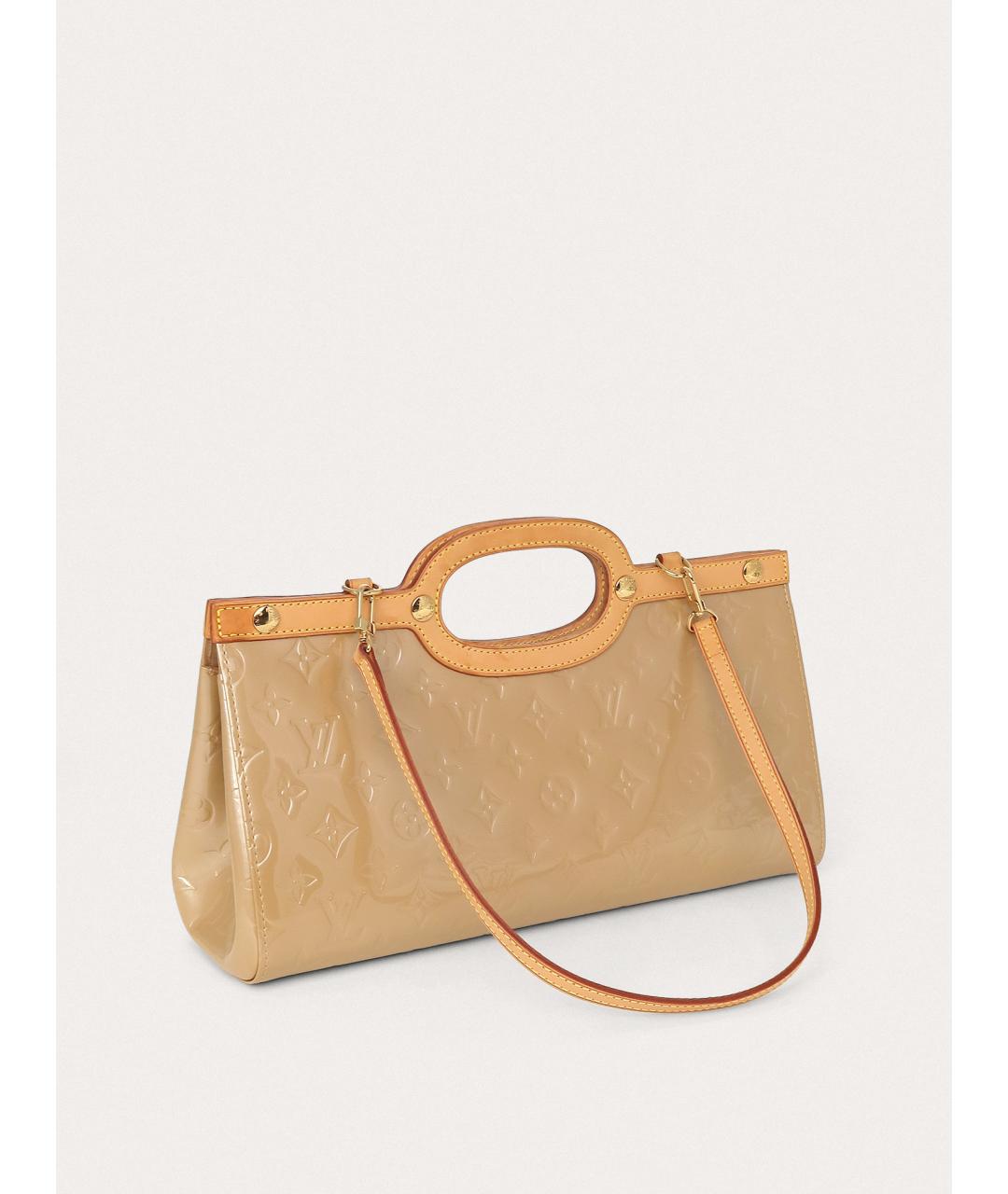 LOUIS VUITTON Бежевая кожаная сумка с короткими ручками, фото 3