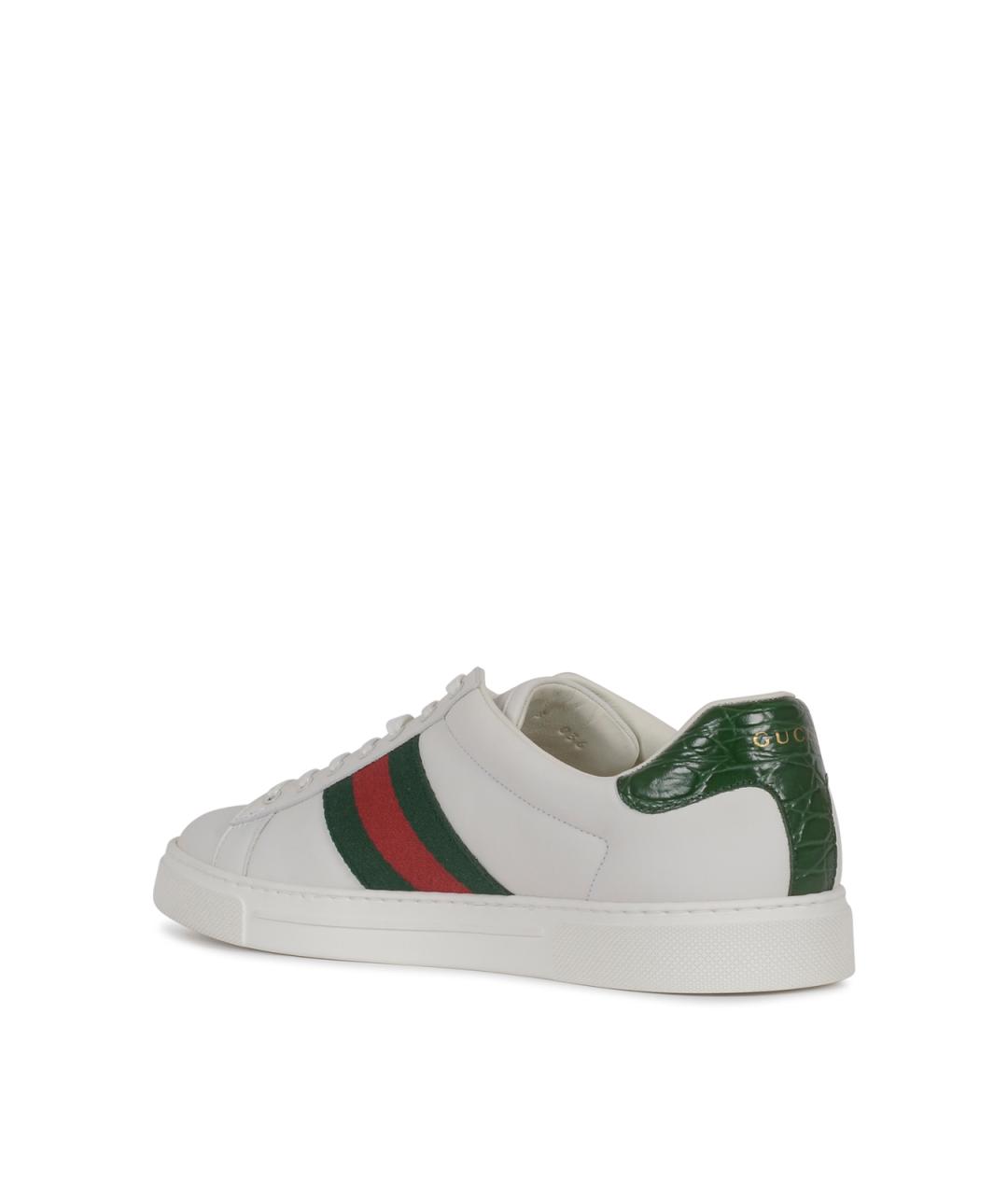 GUCCI Белые кожаные низкие кроссовки / кеды, фото 3