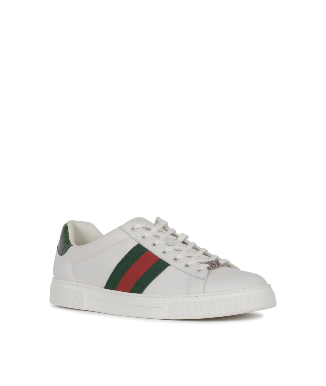 GUCCI Белые кожаные низкие кроссовки / кеды, фото 2