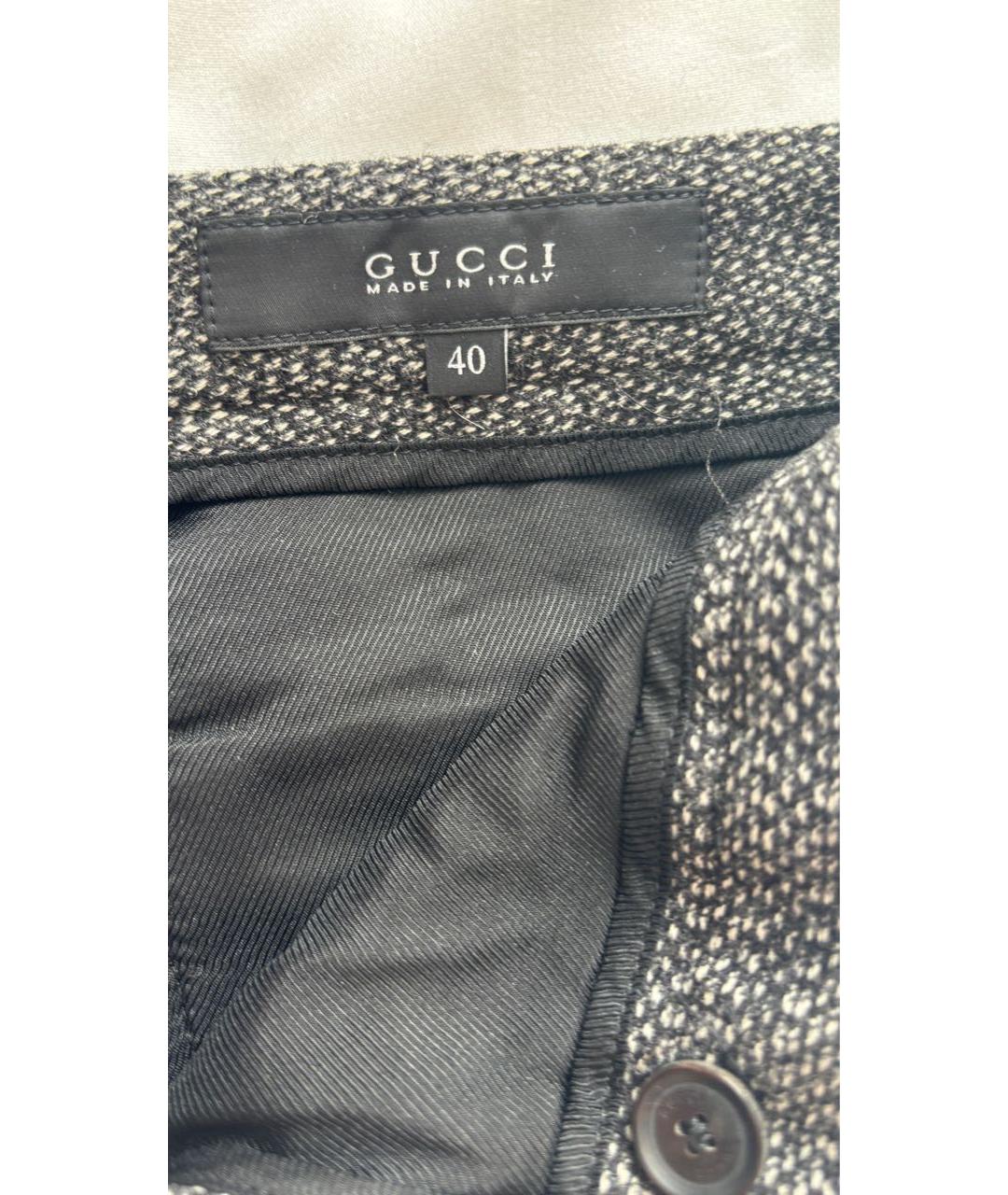 GUCCI Серые шерстяные брюки узкие, фото 3
