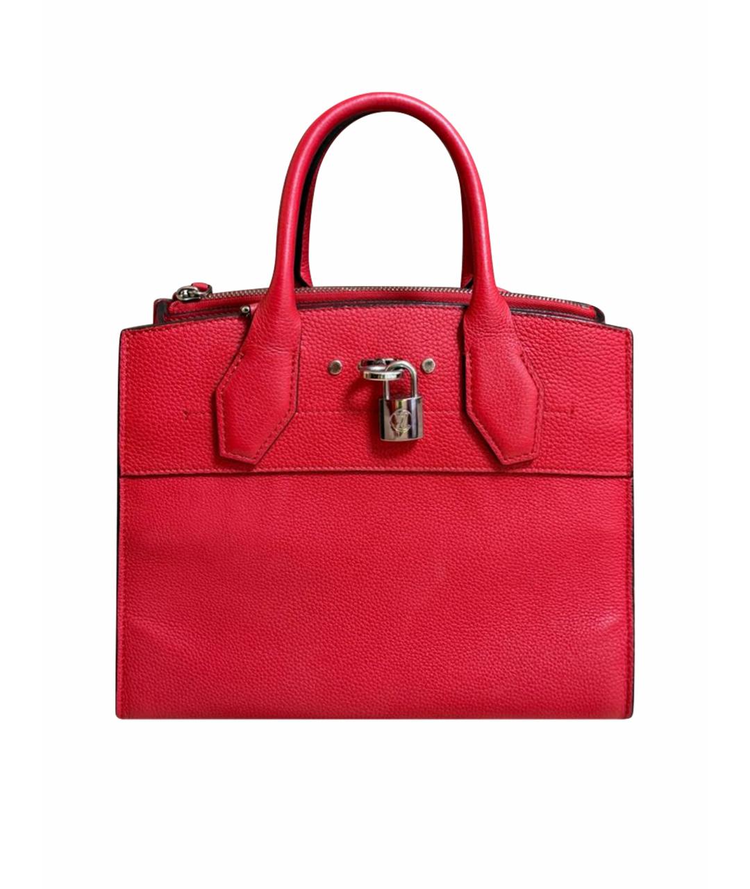 LOUIS VUITTON Красная кожаная сумка с короткими ручками, фото 1