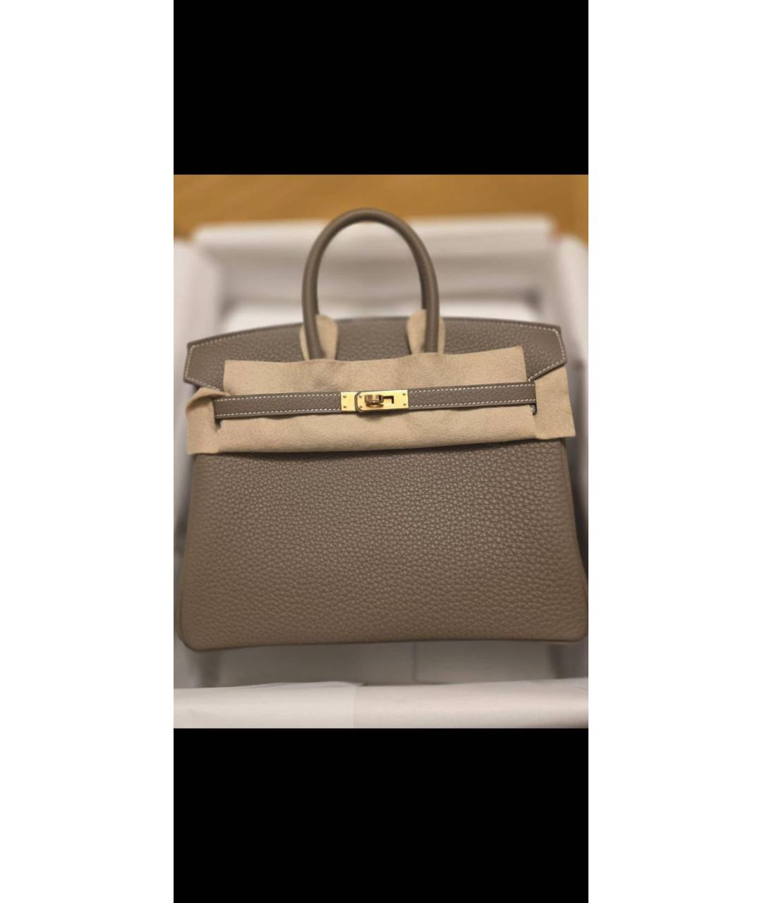 HERMES Коричневая кожаная сумка с короткими ручками, фото 4