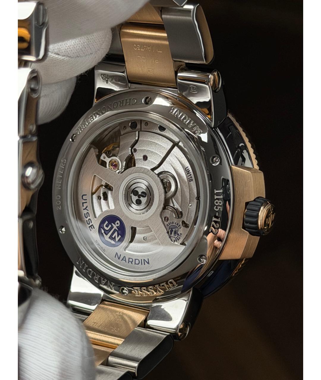 Ulysse Nardin Белые часы из желтого золота, фото 8