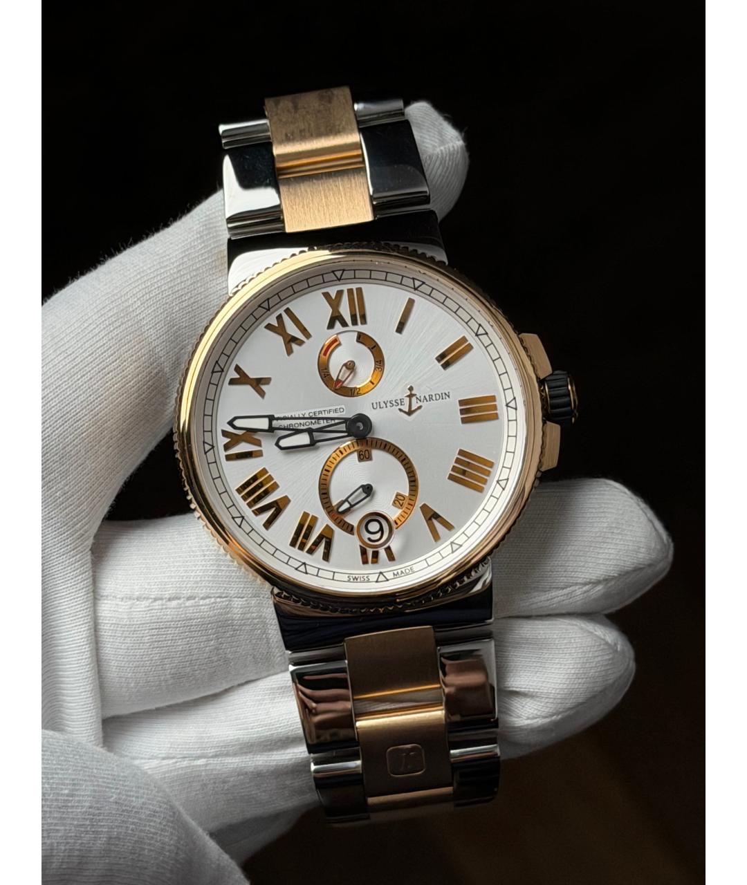 Ulysse Nardin Белые часы из желтого золота, фото 2