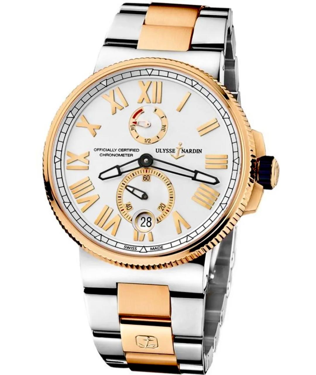 Ulysse Nardin Белые часы из желтого золота, фото 10