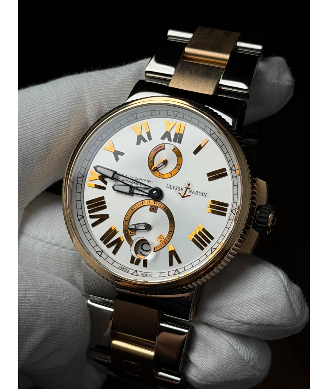 Ulysse Nardin Белые часы из желтого золота, фото 3