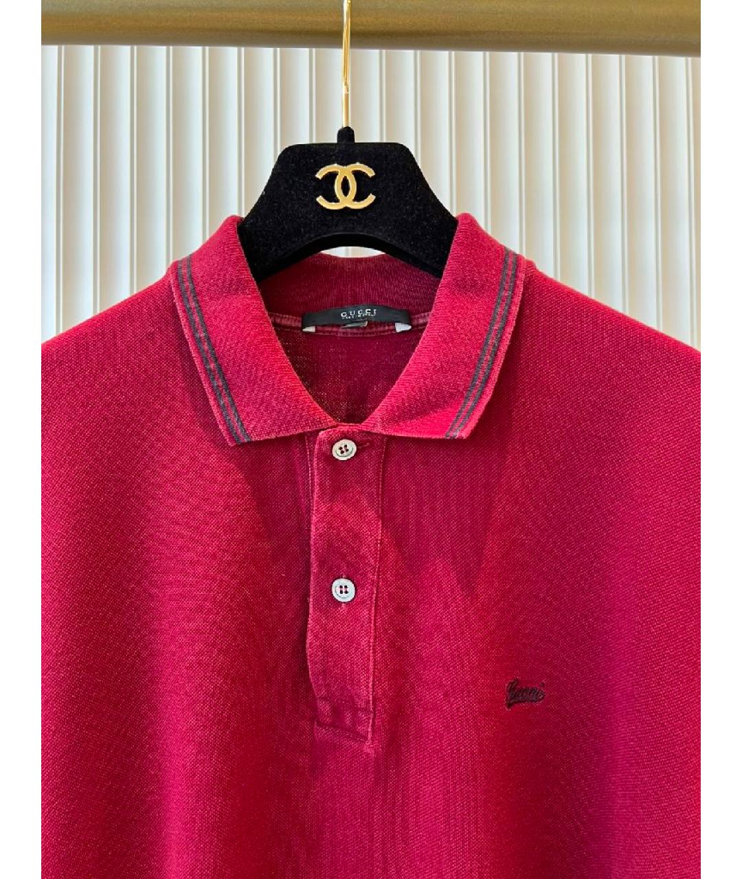 GUCCI Красное хлопковое поло с коротким рукавом, фото 3