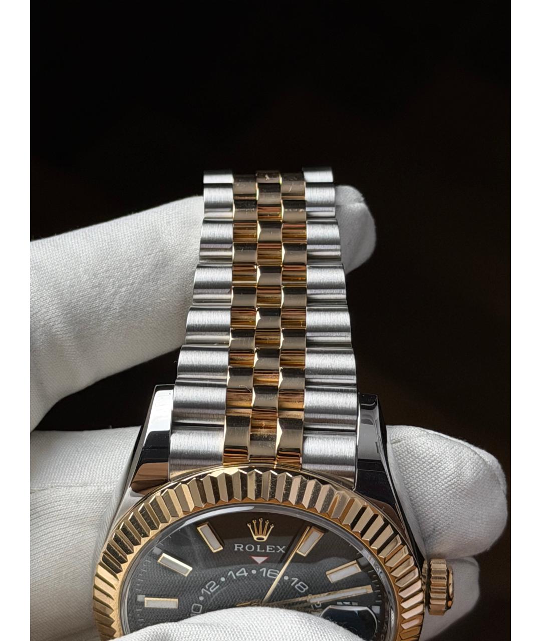 ROLEX Черные часы из желтого золота, фото 7
