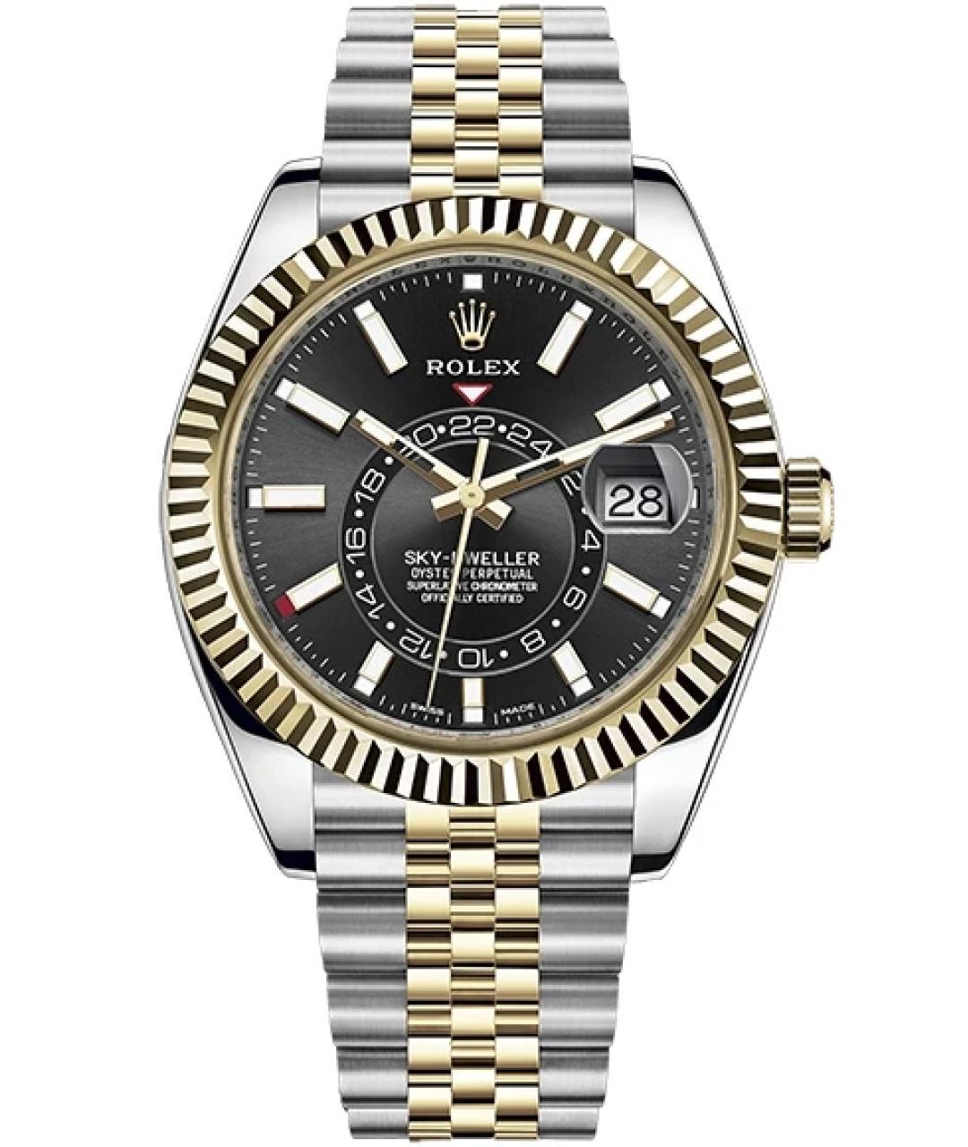 ROLEX Черные часы из желтого золота, фото 10