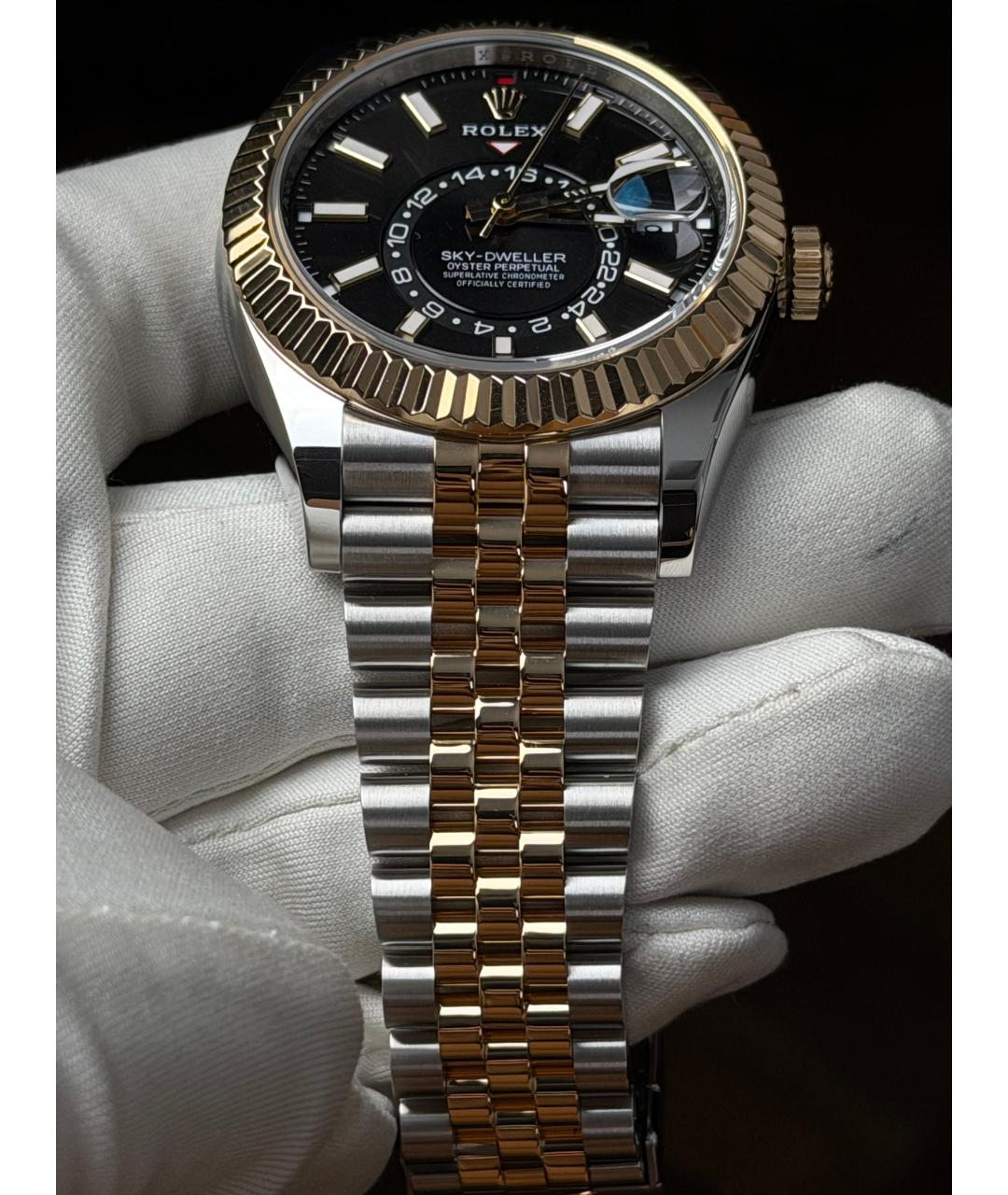 ROLEX Черные часы из желтого золота, фото 6