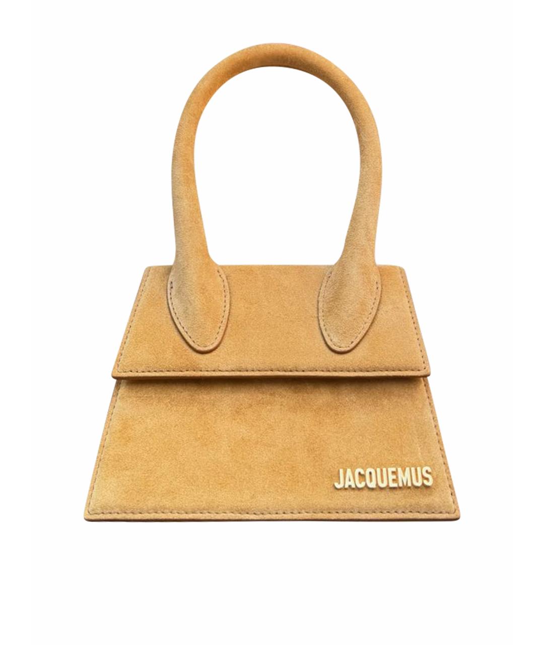 JACQUEMUS Горчичная кожаная сумка с короткими ручками, фото 1