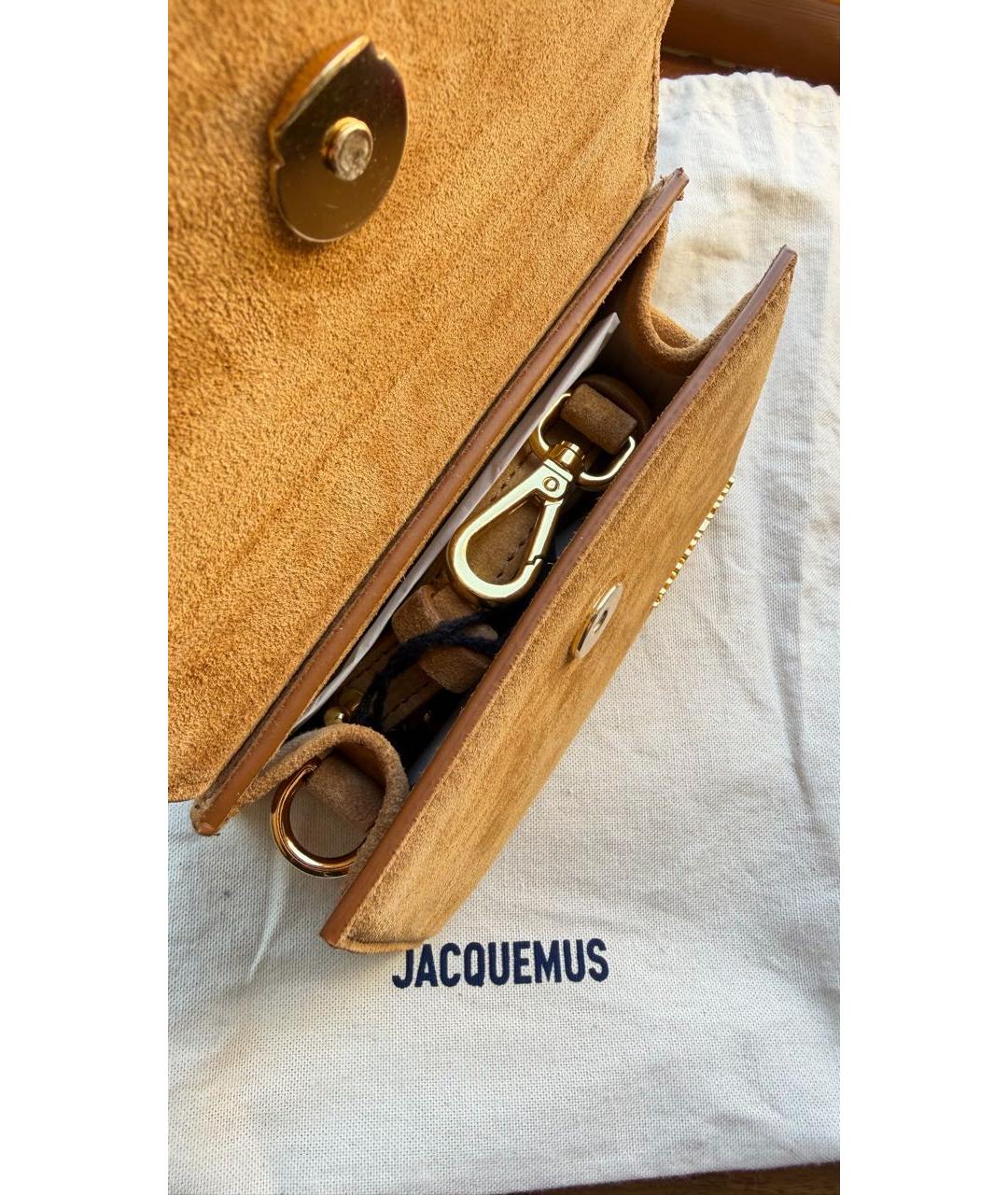 JACQUEMUS Горчичная кожаная сумка с короткими ручками, фото 5