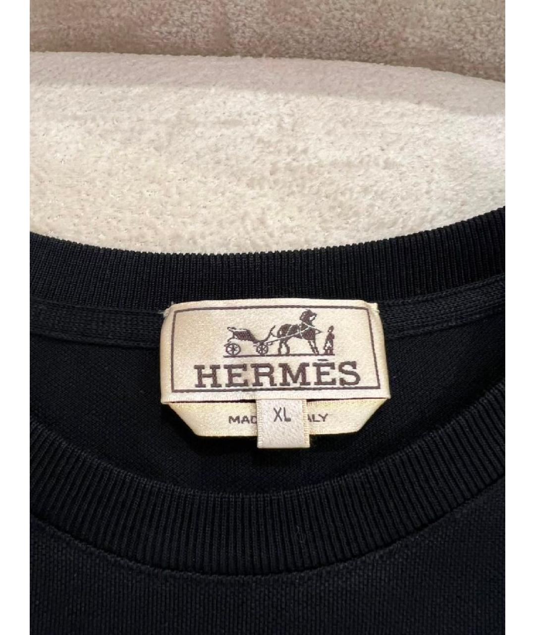 HERMES Черная хлопковая футболка, фото 4