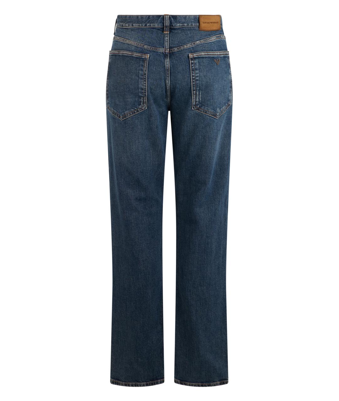 EMPORIO ARMANI Синие хлопковые прямые джинсы, фото 2