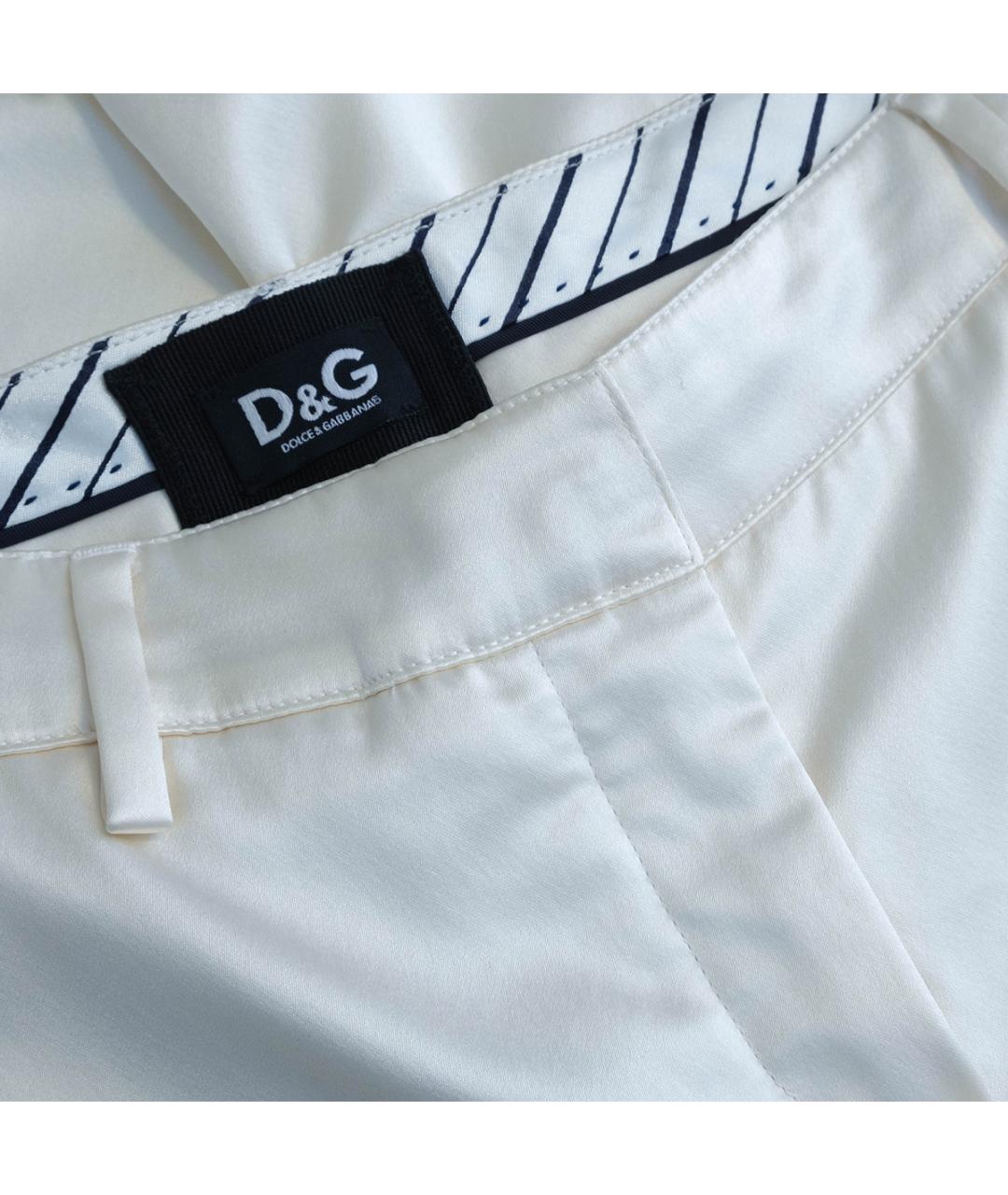 DOLCE&GABBANA Белые шелковые брюки узкие, фото 3