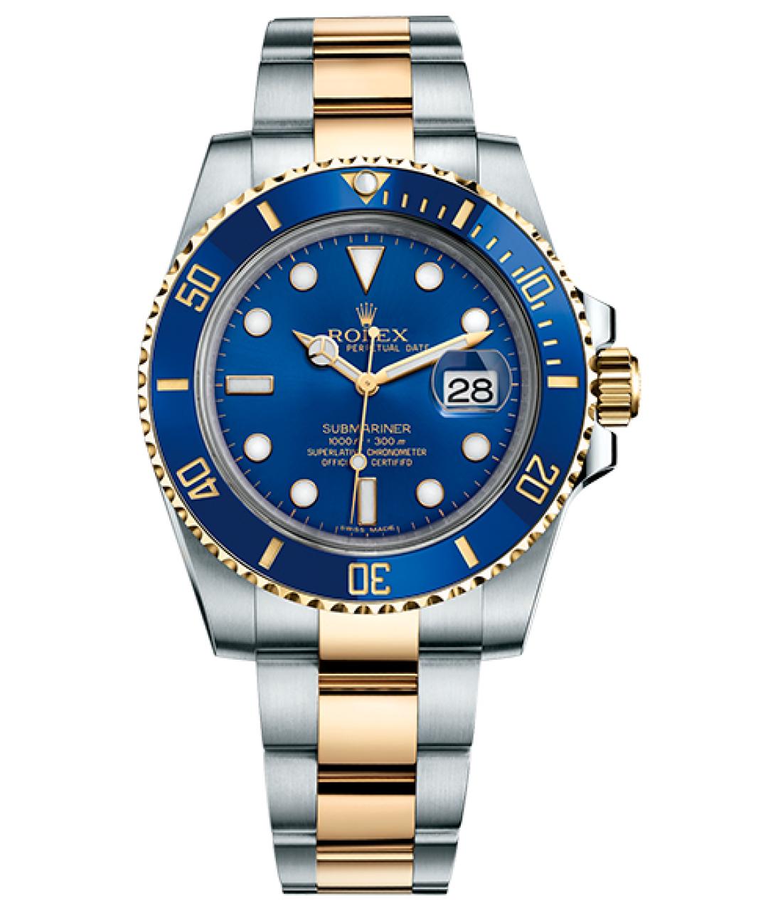 ROLEX Темно-синие часы из желтого золота, фото 10