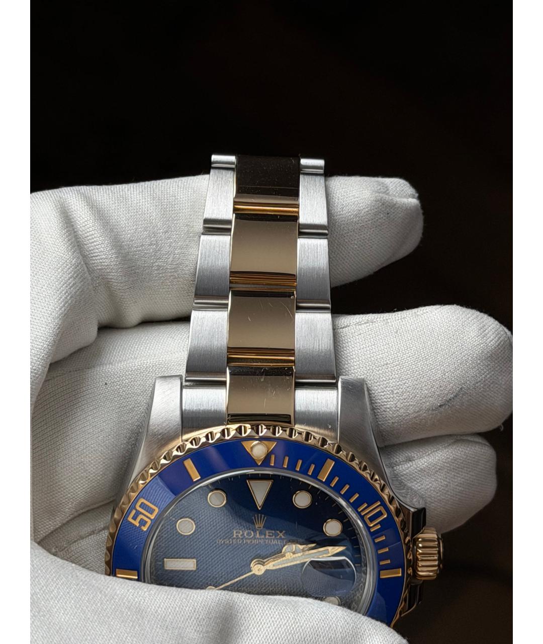 ROLEX Темно-синие часы из желтого золота, фото 7
