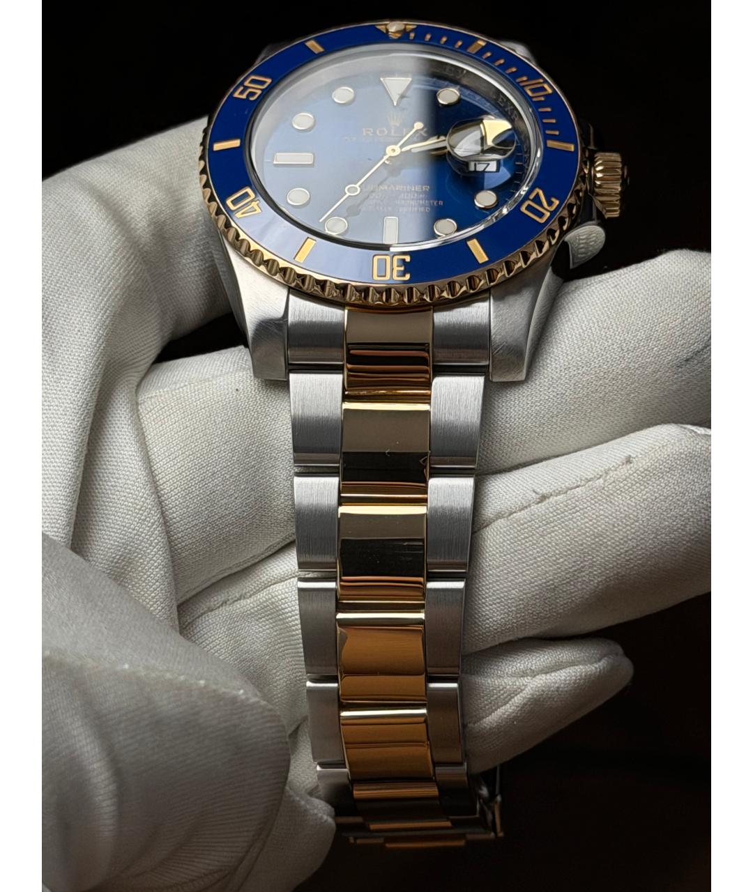 ROLEX Темно-синие часы из желтого золота, фото 6