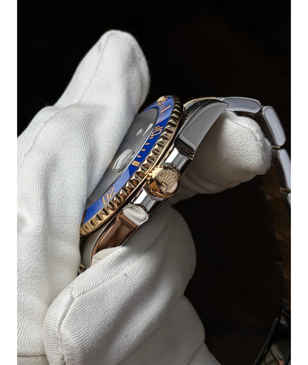 ROLEX Темно-синие часы из желтого золота, фото 4