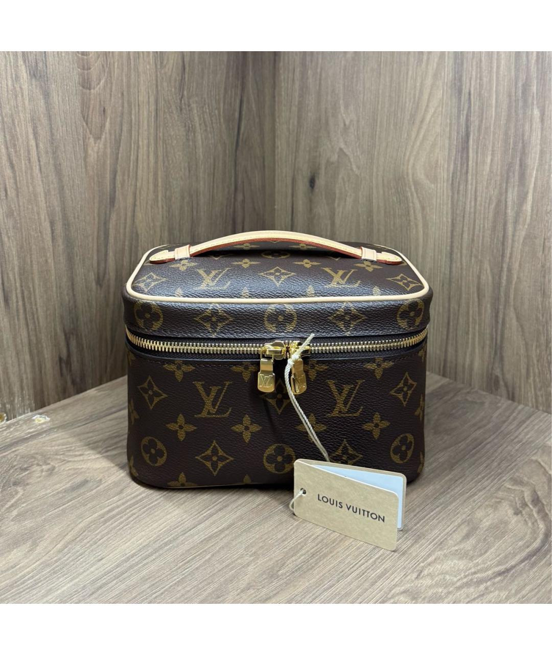 LOUIS VUITTON Коричневая кожаная косметичка, фото 4