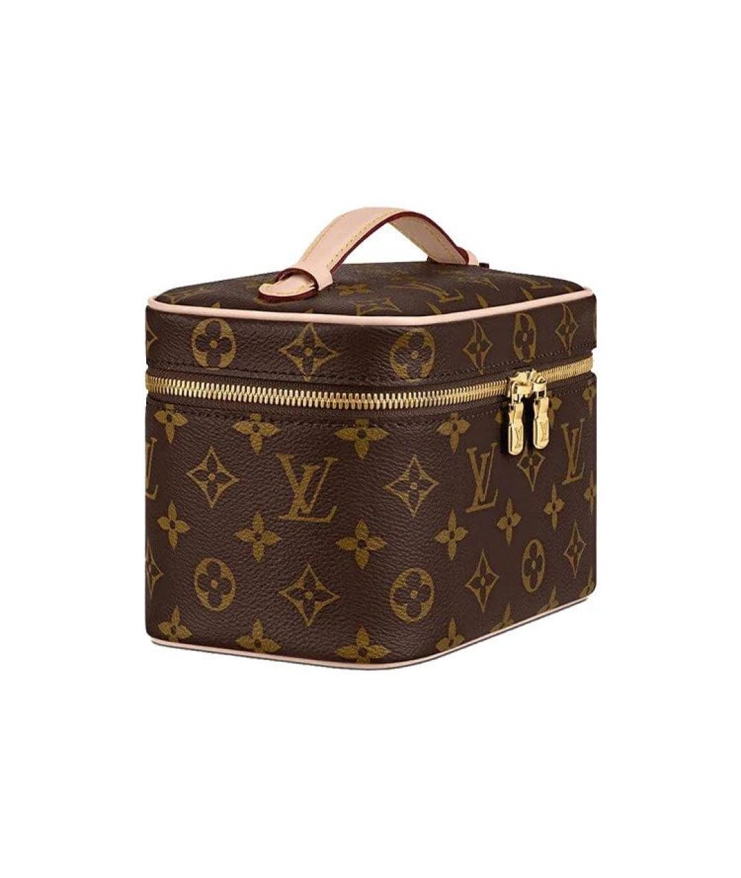 LOUIS VUITTON Коричневая кожаная косметичка, фото 3