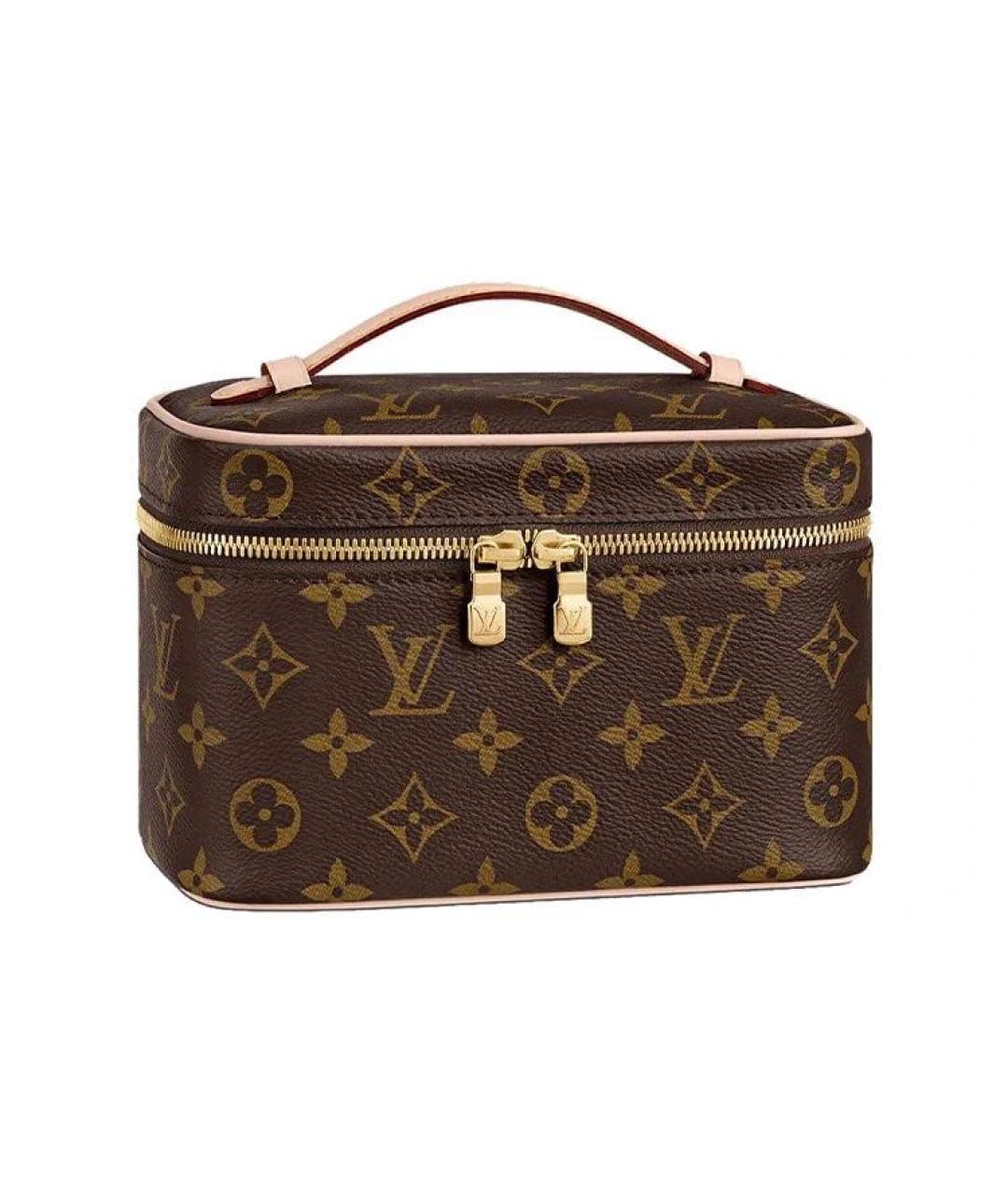 LOUIS VUITTON Коричневая кожаная косметичка, фото 7