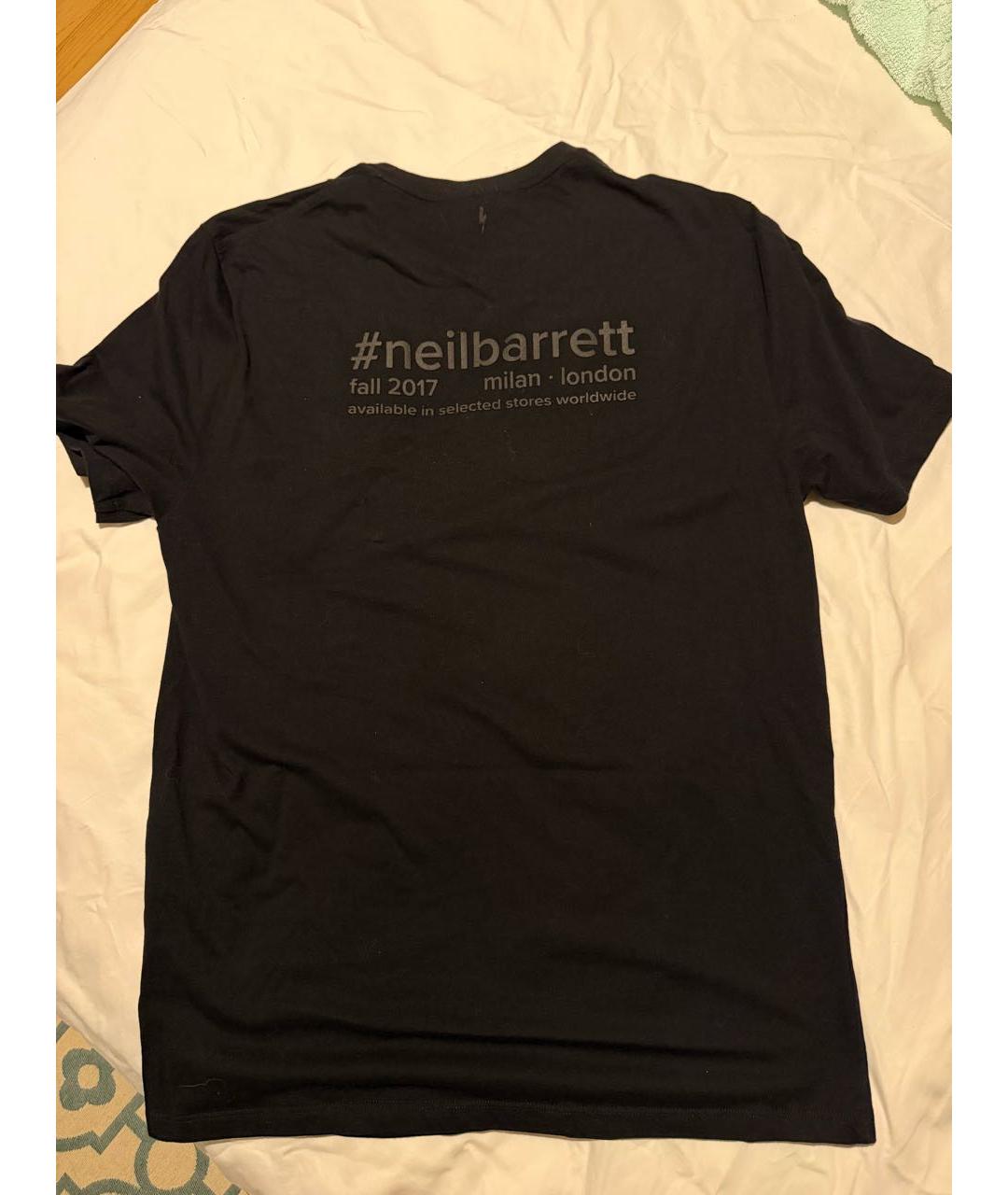NEIL BARRETT Черная хлопковая футболка, фото 4