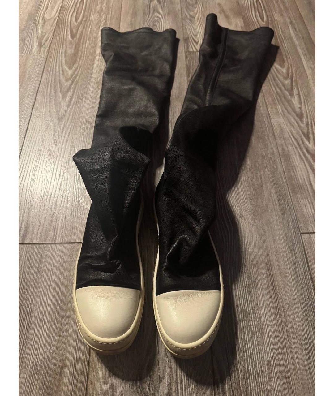 RICK OWENS Черные кожаные ботфорты, фото 8