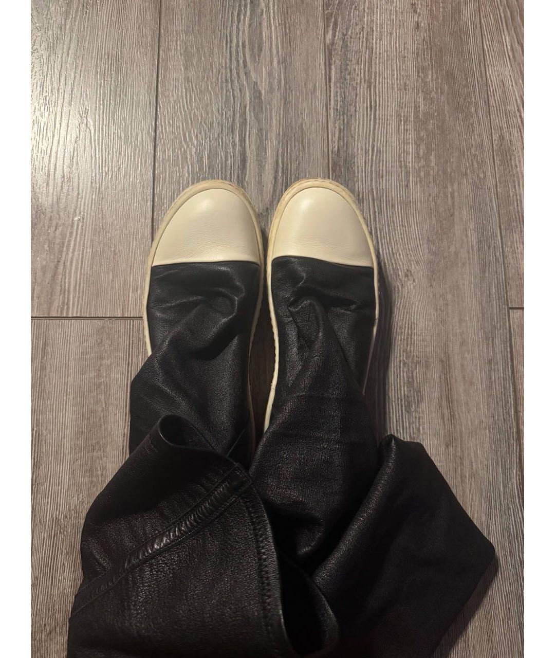 RICK OWENS Черные кожаные ботфорты, фото 4