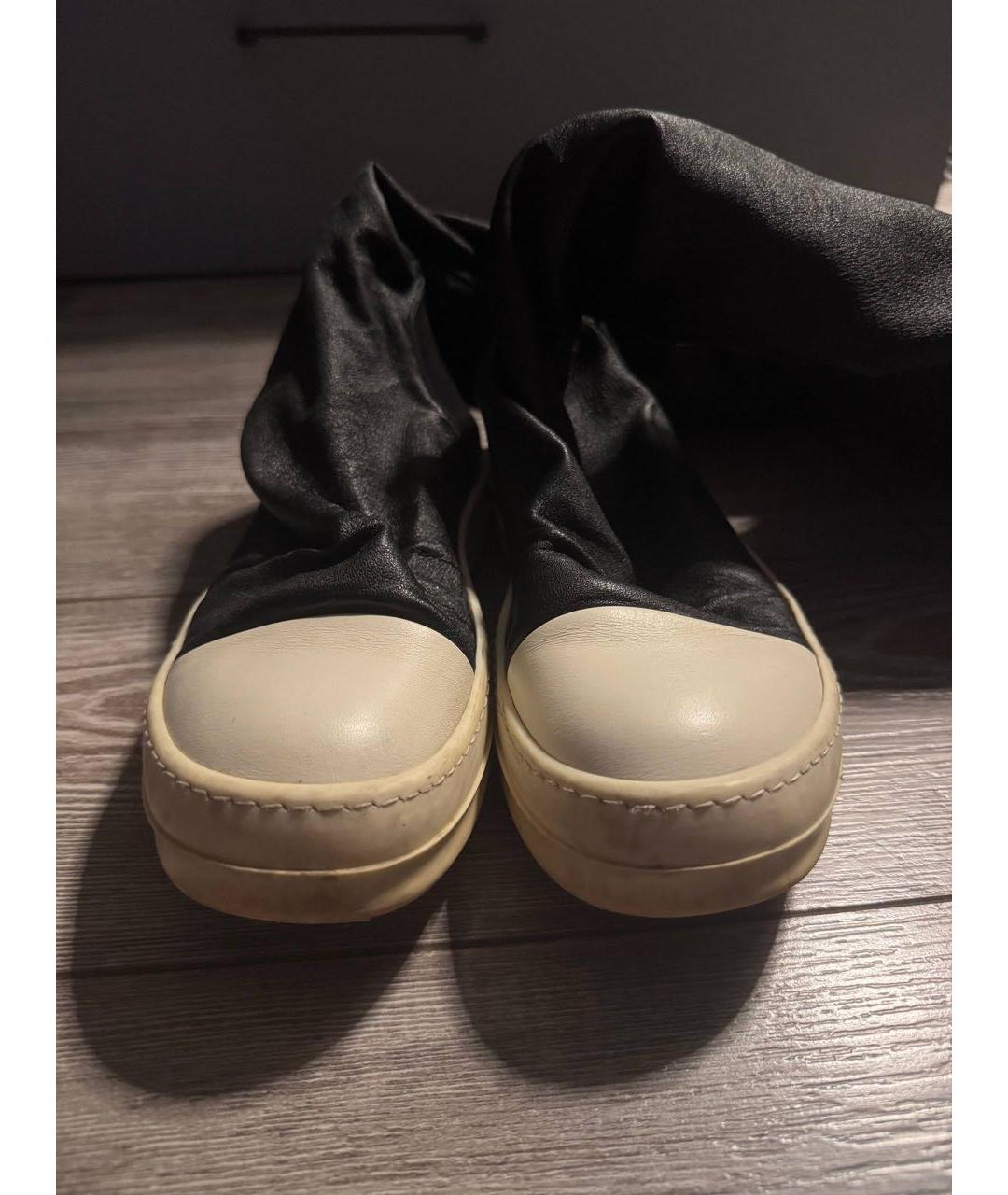 RICK OWENS Черные кожаные ботфорты, фото 3