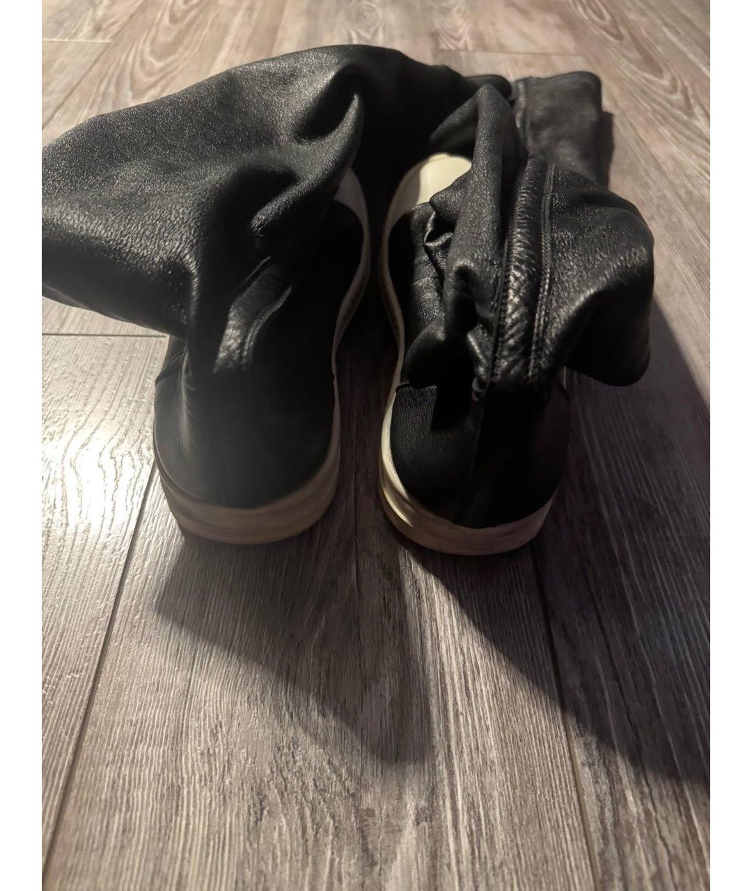 RICK OWENS Черные кожаные ботфорты, фото 5