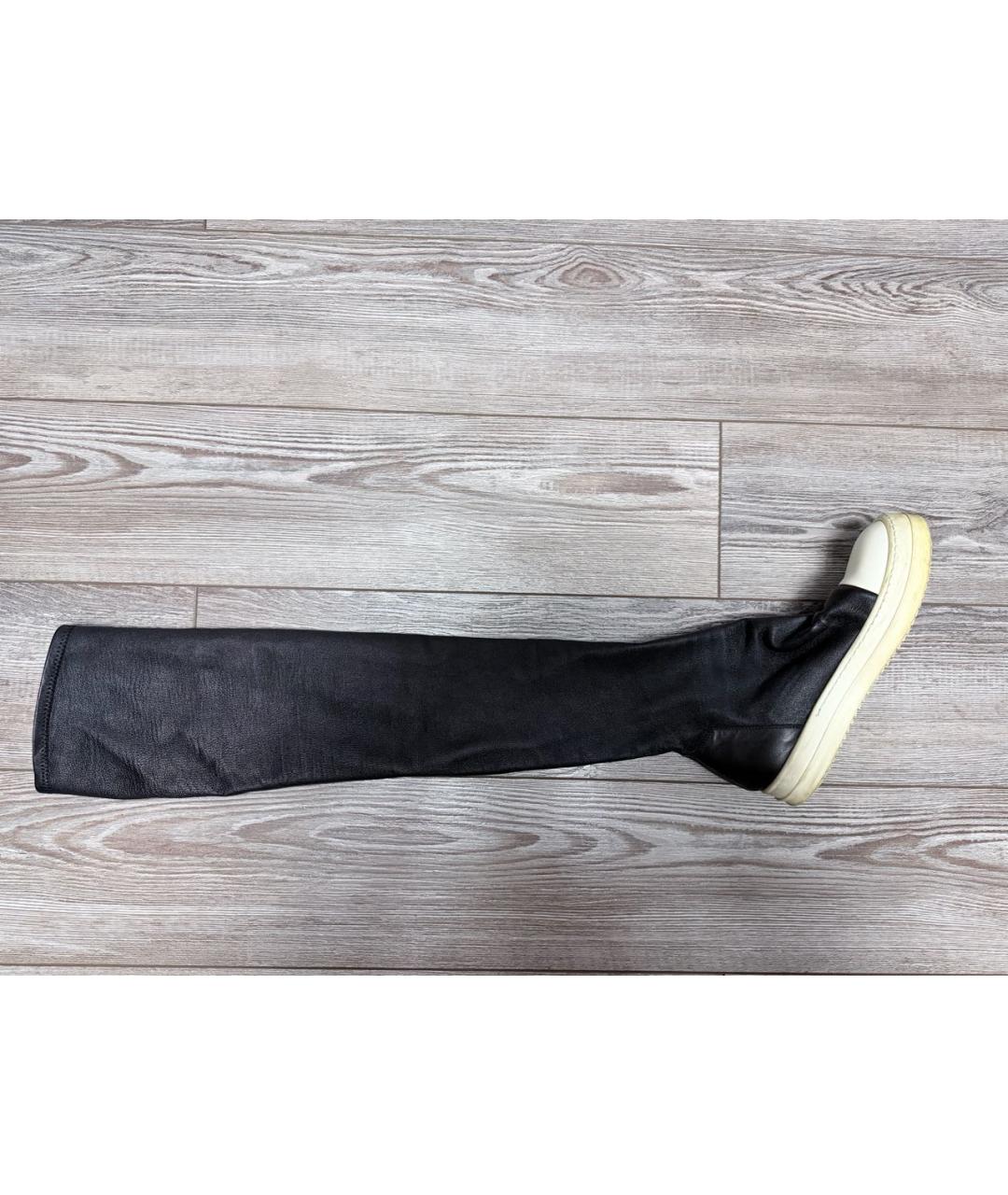 RICK OWENS Черные кожаные ботфорты, фото 9