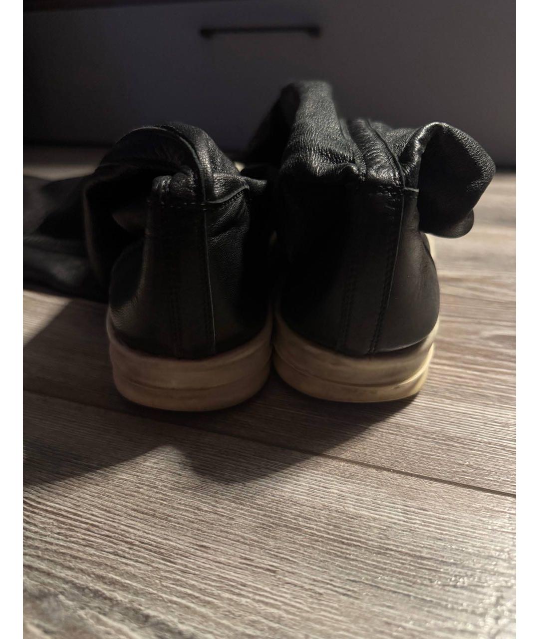 RICK OWENS Черные кожаные ботфорты, фото 6